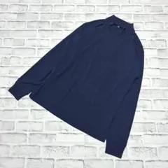 【ユニクロ】ハイネック 長袖カットソー メンズ ネイビー系 ストレッチ 春秋 M