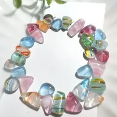 沖縄　琉球ガラス 色んな形のナギット30個セット/ミルキーcolor