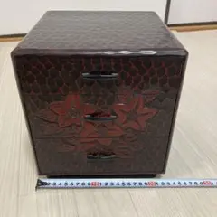 鎌倉 三段引き出し 牡丹柄　小物収納 小物入れ木製 昭和レトロ 伝統工芸品
