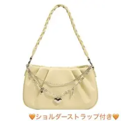 ✨️‼️半額SALE‼️✨️2way 柔らかレザー イエロー バッグ チェーン付き