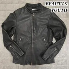 BEAUTY & YOUTH シングルライダース ラムレザー ブラック L