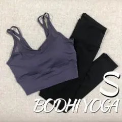 パープル×ブラックS ヨガウェア スポーツブラトップu0026レギンス 上下2点セット