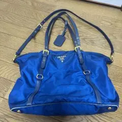 PRADA プラダ 2wayトートバッグ 三角プレート ナイロン 青 A4収納