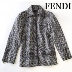 FENDIフェンディ レアカラー ズッキーノ ジャケットXL 金ボタン 綿ZIP