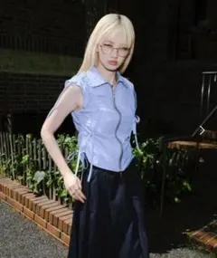 WHO'S WHO gallery Six M ギャザーリボンノースリーブシャツ