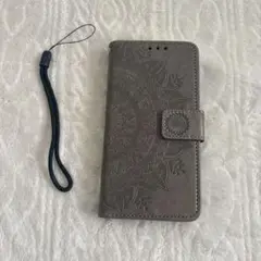 Huawei P30手帳型ケース　グレー　ストラップ付き