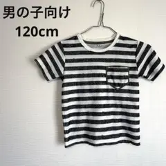 【匿名発送】 男の子 120 夏 Tシャツ ボーダー 胸ポケ 白 黒 着替え