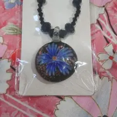 未使用品 Fashion Jewelry 青い花のペンダント