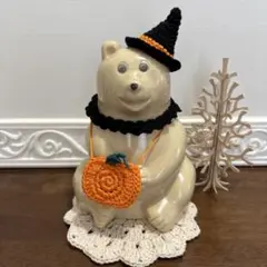 しろくま貯金箱⭐︎ハロウィン⭐︎かぼちゃのポシェットととんがり魔女帽子⭐︎オレンジ