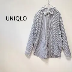 UNIQLO ユニクロ ストライプシャツ 長袖 XL メンズ 綿100% 青白