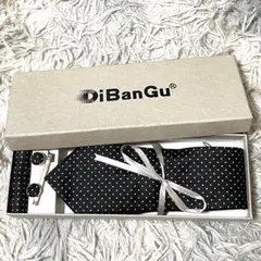 【DiBanGu】ネクタイセット ドット柄 ハンカチ カフスボタン タイピン