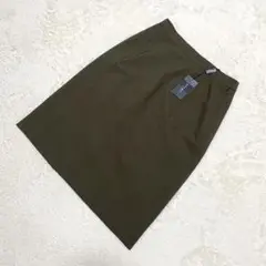 アレグリ【L】カーキ タイト ひざ丈 スカート ストレッチ 裾ゴム タグ付未使用