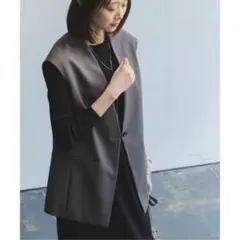noble ノーブル　エステルツイルストレッチVカラージレ　グレー　38