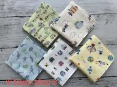 ダブルガーゼ＊ハンカチ＊ハンドメイド　5枚セットＢ