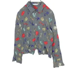 PLUS et PLUS ジャケット ジップアップ マルチカラー 総柄 薄手