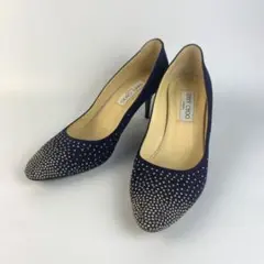 美品 ジミー チュウ 26.0 大きいサイズ パンプス ブルー/ZA149