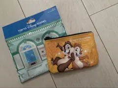 ディズニー　パークチケット柄　ポーチ　 チップ&デール
