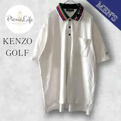 【ケンゾーゴルフ】レインボーカラーロゴ襟半袖ポロシャツ ヴィンテージ XL 白