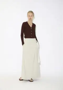 SACRA サクラ リネン巻きスカート ロング 38 ベージュ