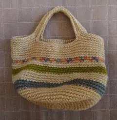 ハンドメイド　麻カゴバッグ