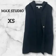 MAX STUDIO ブラック ベスト XSサイズ 黒　羽織り ポケット フード