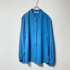 ラミラル　バンドカラーブラウスシャツ　(M)　38　長袖　シフォン　とろみ素材