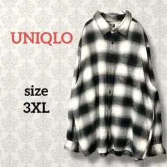 ユニクロ【3XL】チェックコットンシャツ 大きいサイズ カジュアル UNIQLO