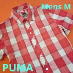 美品 PUMA MCM プーマ 半袖 シャツ S M 赤 チェック