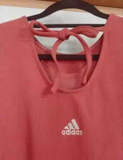 adidas アディダス リブ編みブラトップ タンク 後ろリボン　Mサイズ