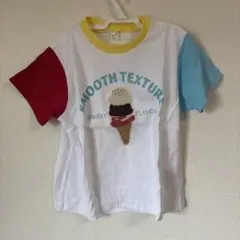 アイスクリーム刺繍 カラーブロックTシャツ