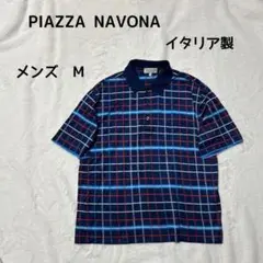 【訳あり】PIAZZA NAVONA チェック柄 ポロシャツ M イタリタ製
