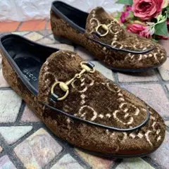 GUCCI グッチ ホースビットローファー GG柄 ベルベッド