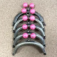 がま口　口金　ブロンズカラー　5個セット　ピンク