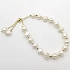 新品!本真珠 パール ブレスレット レディース ゴールド 金
バロックパール