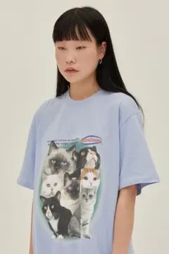 MCNCHIPS Cat squad goals tee Tシャツ スカイブルー