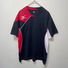 Mizuno ミズノ　スポーツ Tシャツ 黒/赤 Vネック　刺繍　半袖　S
