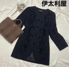 伊太利屋 黒コート ジャケット アウター 高級 スエード レディースコート M
