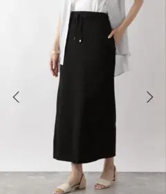 グローバルワーク　リブスカート リブ　Iラインスカート　ブラック　M