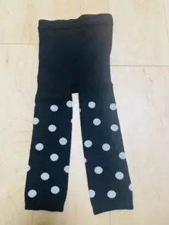 UNIQLO ベビータイツ 90cm 黒 ドット柄