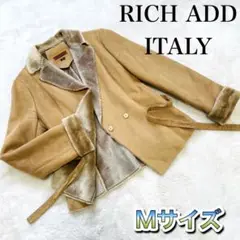 RICH ADD ITALY★ムートンコート 裏ボア ブラウン リボン M