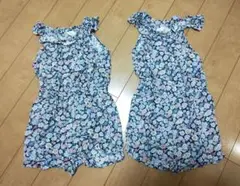 H&M 花柄オーバーオール 110cm 2枚セット