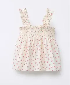 ZARA ザラキッズ　フラワープリントドット柄メッシュ地トップス