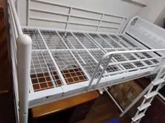 【引き取りのみ】ニッセン　ホワイト スチール ロフトベッド シングル