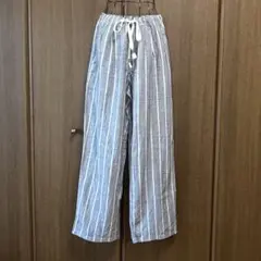 41.UNIQLO ストライプパンツ ブルー＆ベージュ