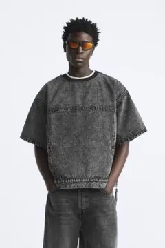 即完売⭐︎ZARAザラのデニムTシャツ Sサイズ 大きめです。