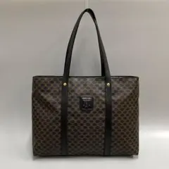 極 美品 セリーヌ マカダム ブラゾン とレザー トートバッグ ハンドバッグ 黒
