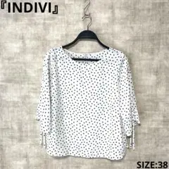 日本製【INDIVI】クレープドットプリントシャツ　SIZE38