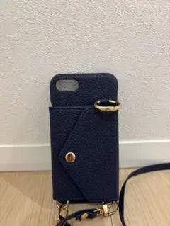 ネイビーブルーショルダーストラップケース　iPhonese