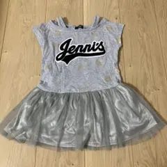 Jenni 半袖ワンピース グレー ポルカドット　110
