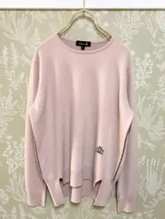 【美品】Drawer ドゥロワー 14G天竺ロゴクルーネックニット カシミヤ